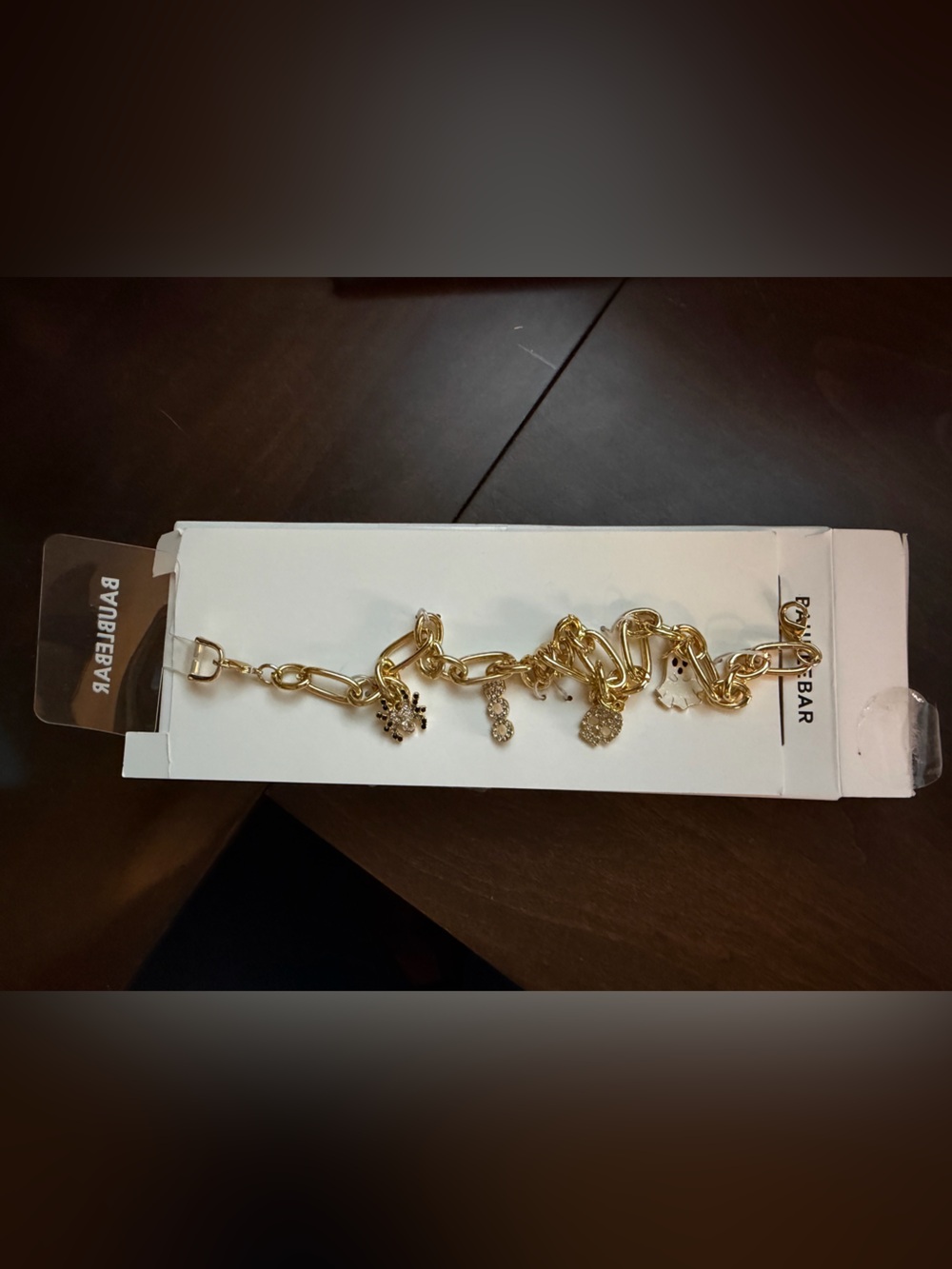 BaubleBar Gold Charm Link Bracelet with Dangling Accents